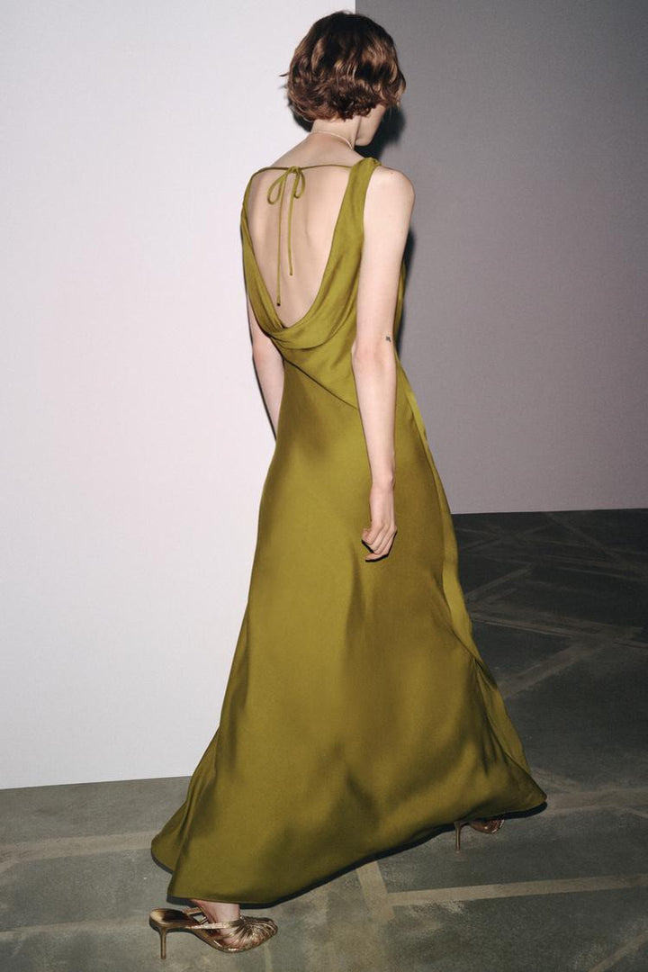 ZARA Women's Zw Collection Satin Long Dress