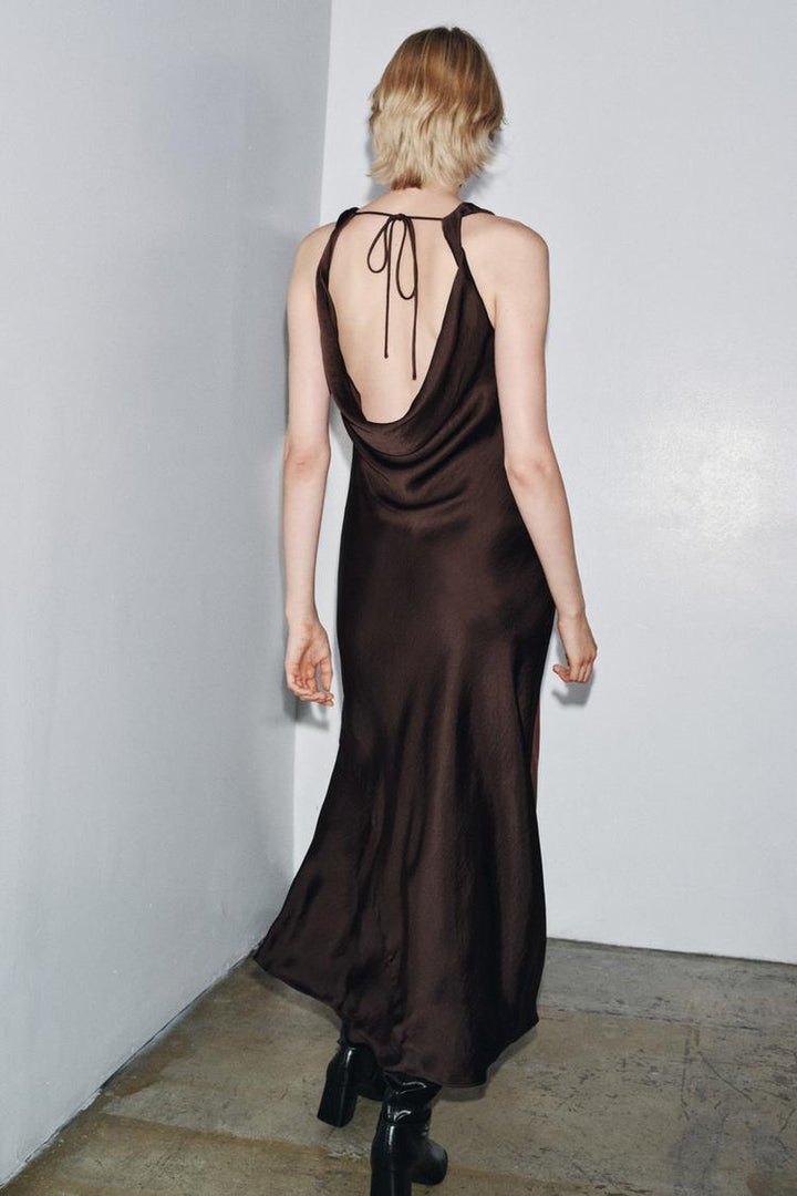 ZARA Women's Zw Collection Satin Long Dress
