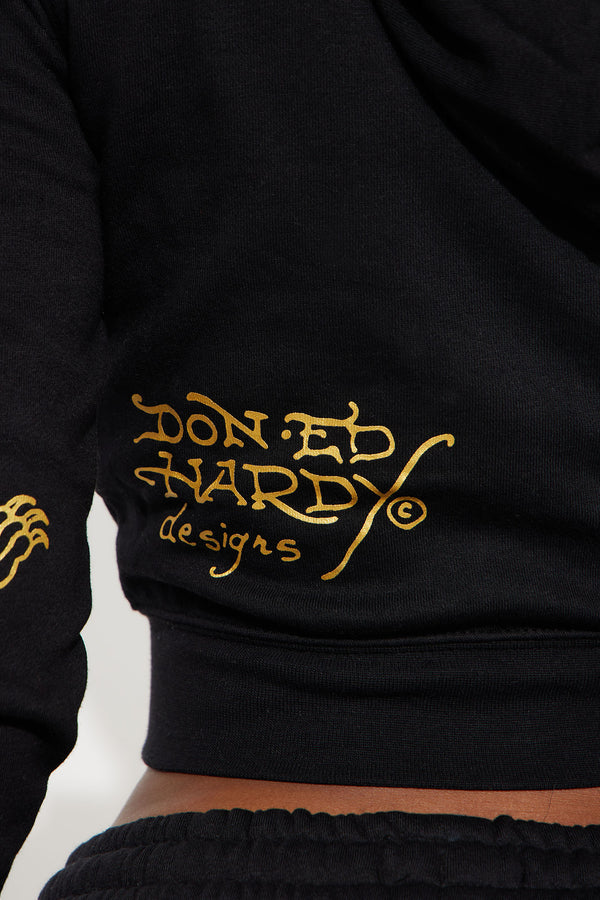 Women's Fashion Nova Ed Hardy Retro Tiger Zip Front Hoodie Print