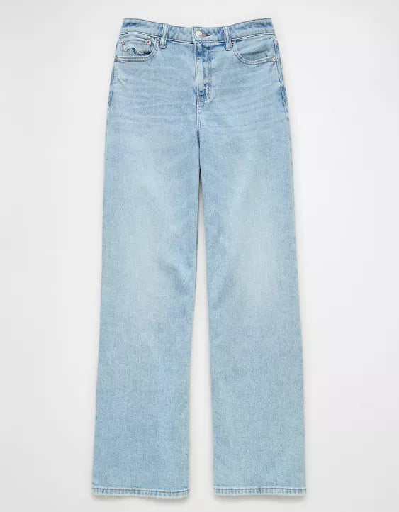 American Eagle Women’s Dreamy Drape Stretch Super High-Waisted Baggy Wide-Leg Jean