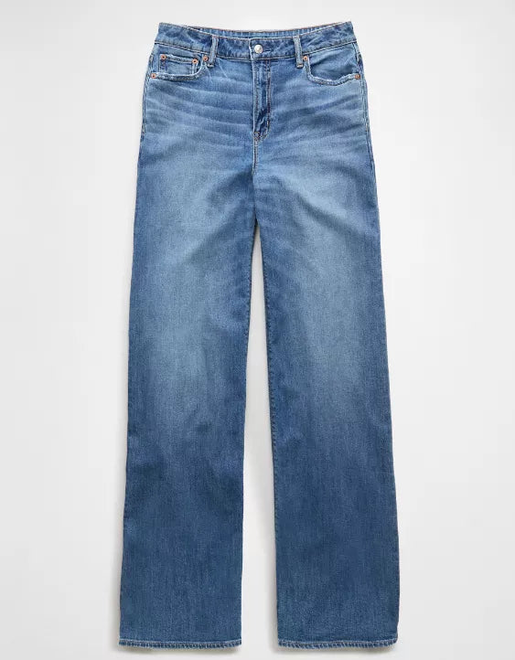 American Eagle Women’s Dreamy Drape Stretch Super High-Waisted Baggy Wide-Leg Jean