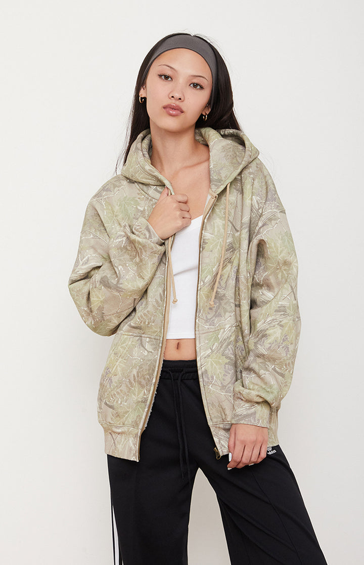 Pacsun Women  Camo Tree Zip Up Hoodie