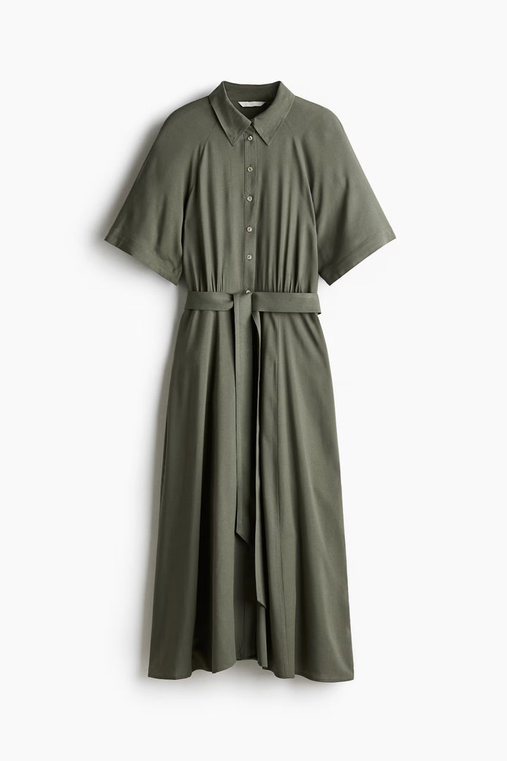 H&M Ladies Tie-Belt Shirt Dress