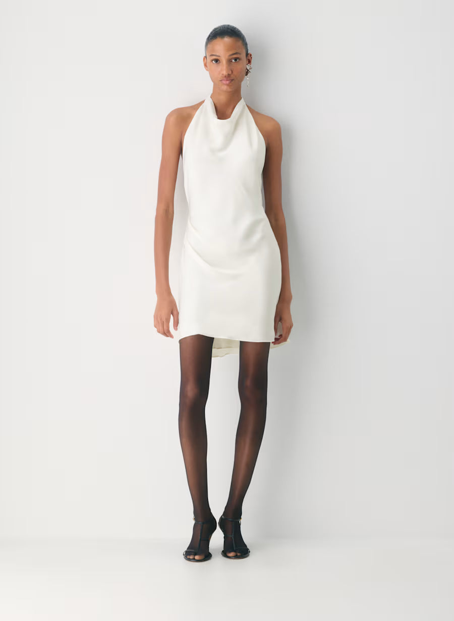 Aritzia Babaton Women's Audience Satin Mini Dress in Matte Pearl | 8