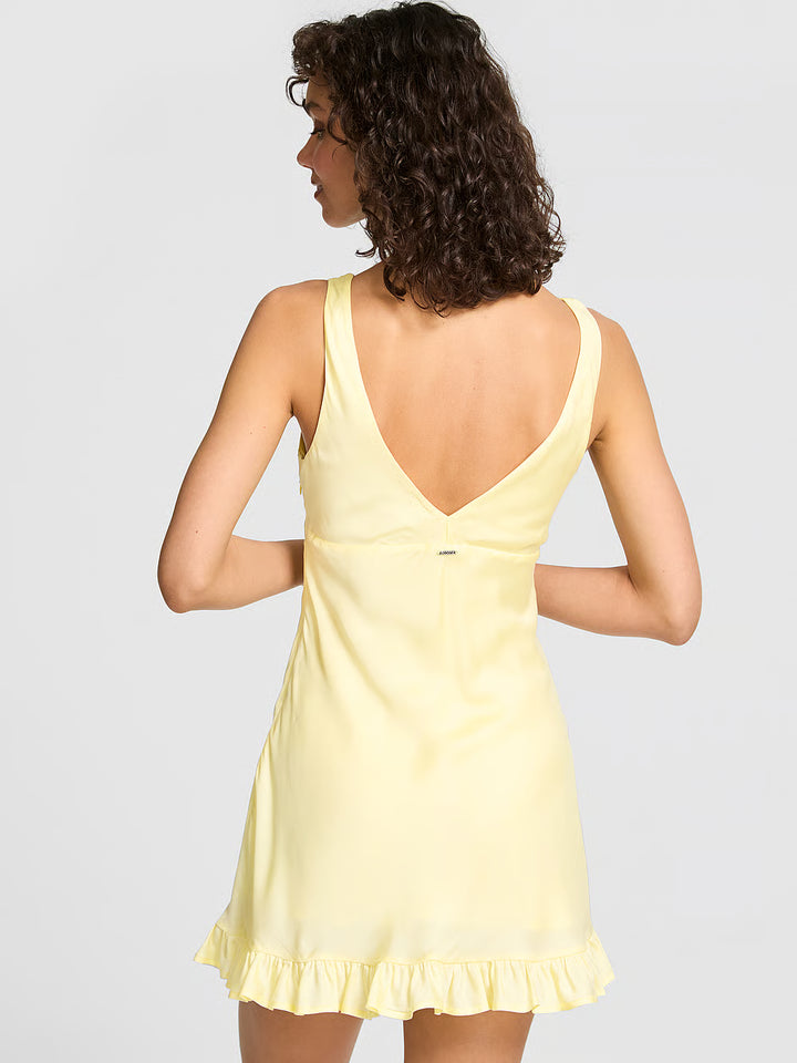 Women's Pink Summer Fling Satin Ruffle Dress