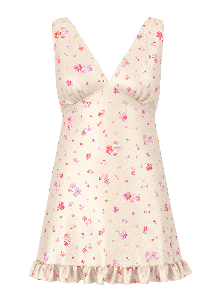 Women's Pink Summer Fling Satin Ruffle Dress