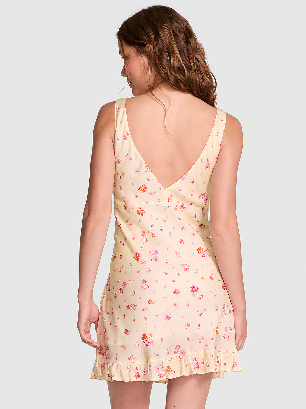 Women's Pink Summer Fling Satin Ruffle Dress