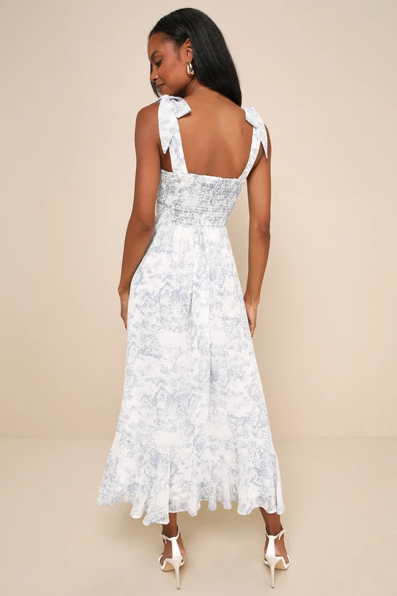 Lulus Tie-Strap Tiered Midi Dress Womens