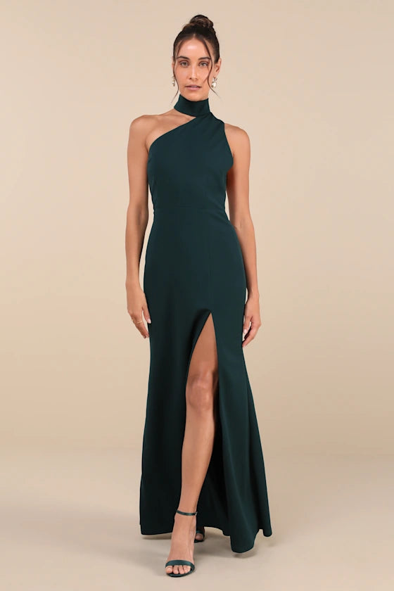 Lulus Womens Asymmetrical Cutout Halter Maxi dress