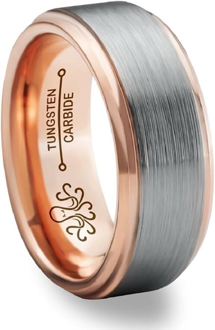 Gold Plated Tungsten Men's Wedding Band 6mm or 8mm