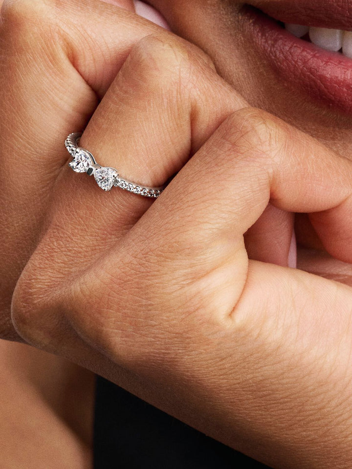 Pandora Women's Sparkling Pink Bow Ring Sterling