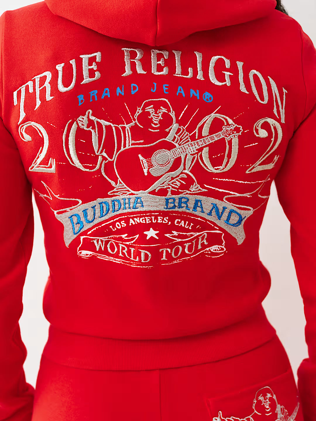 True Religion Women Lurex Embroidered World Tour Zip Hoodie