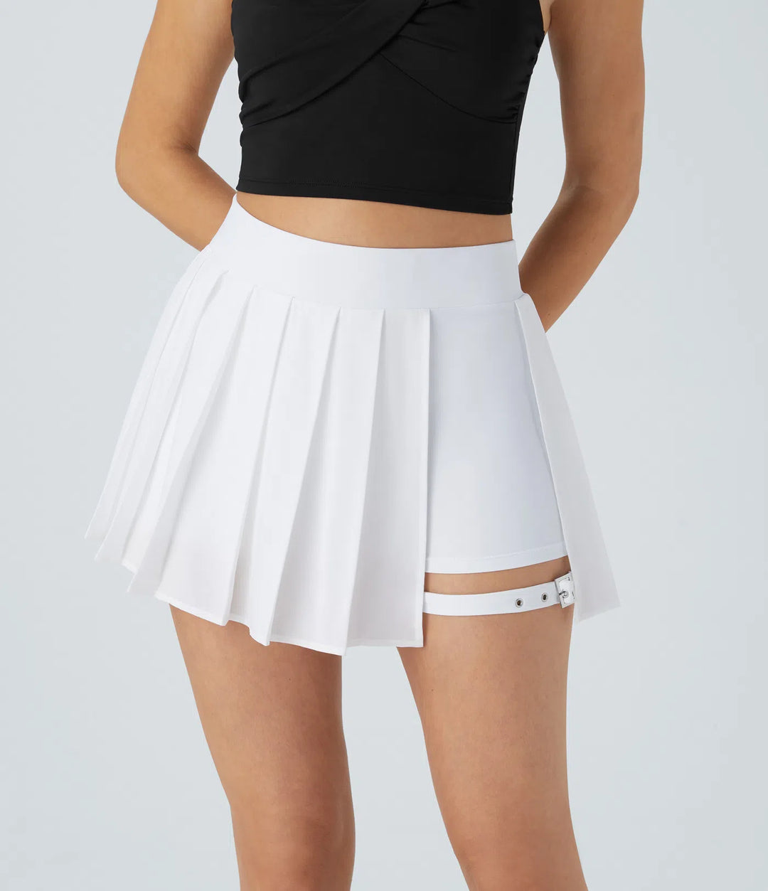 Halara Women's Breezeful™ High Waisted Pleated 2-in-1 Pocket Adjustable Buckle Micro Mini Quick Dry Casual Skirt