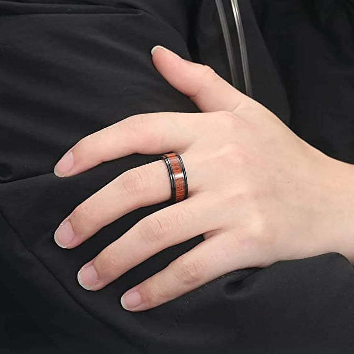 Black Plated Tungsten / Koa Wood Men's Wedding Band