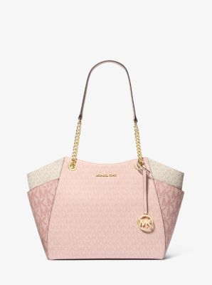 Michael Kors Women's Jet Set Large Color-Block Signature Logo Tote Bag