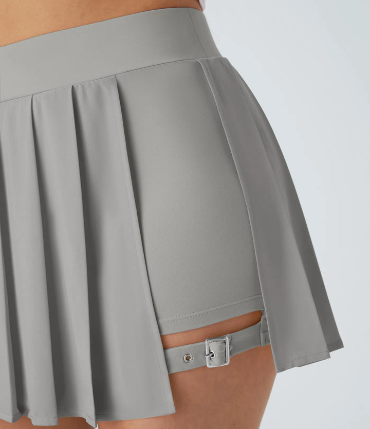 Halara Women's Breezeful™ High Waisted Pleated 2-in-1 Pocket Adjustable Buckle Micro Mini Quick Dry Casual Skirt