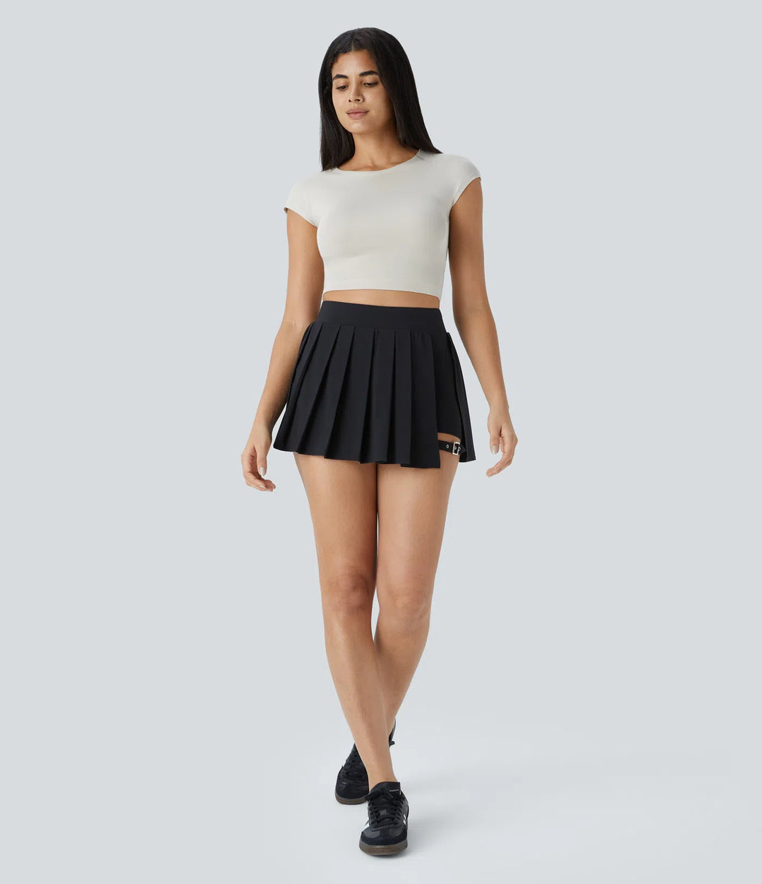 Halara Women's Breezeful™ High Waisted Pleated 2-in-1 Pocket Adjustable Buckle Micro Mini Quick Dry Casual Skirt