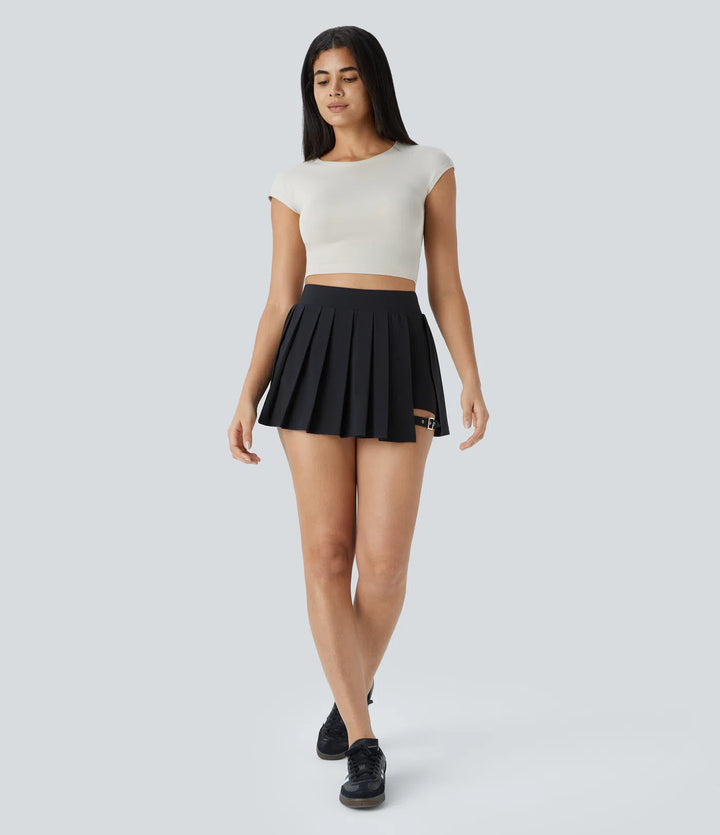 Halara Women's Breezeful™ High Waisted Pleated 2-in-1 Pocket Adjustable Buckle Micro Mini Quick Dry Casual Skirt