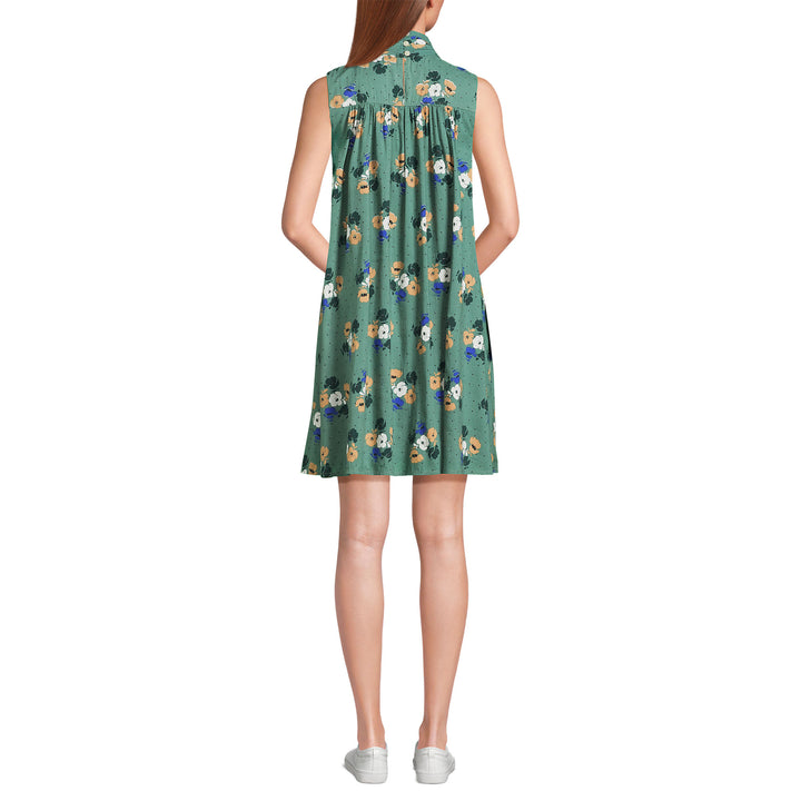 Lands' End Women's Cotton Voile Mock Neck Shift Dress