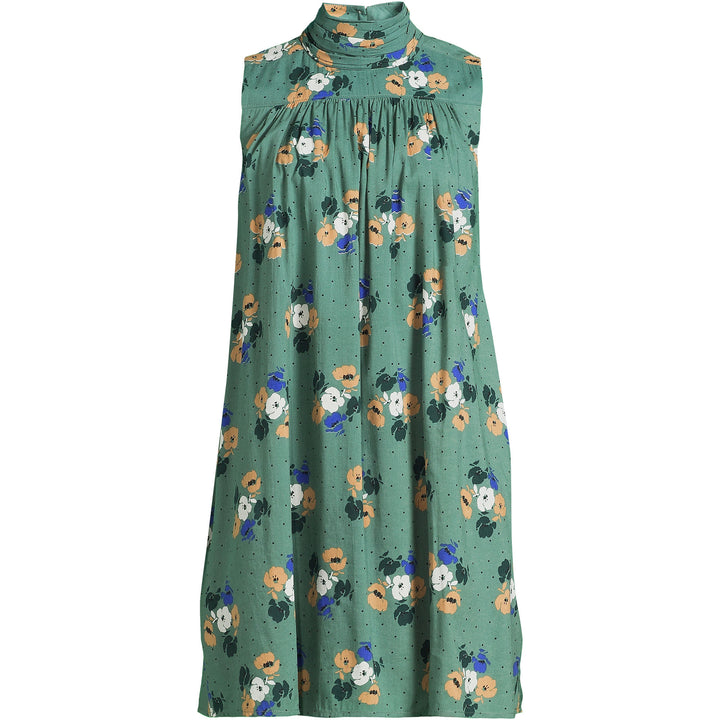 Lands' End Women's Cotton Voile Mock Neck Shift Dress