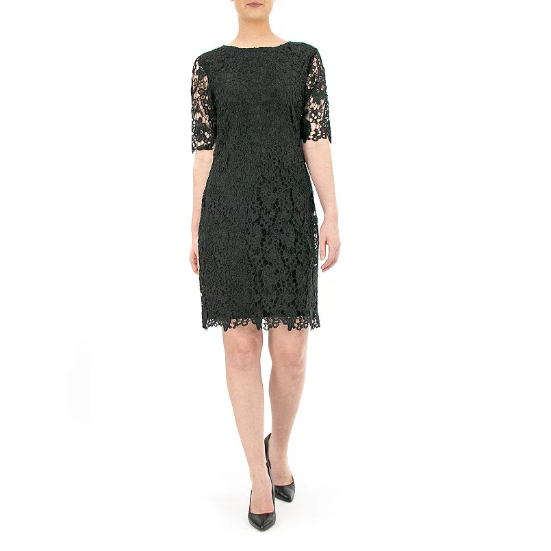 Nina Leonard Women's  Floral Lace Cocktail Dress