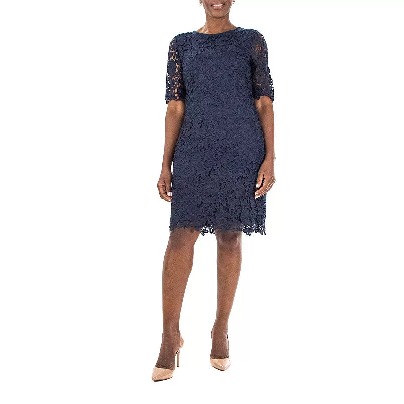 Nina Leonard Women's  Floral Lace Cocktail Dress