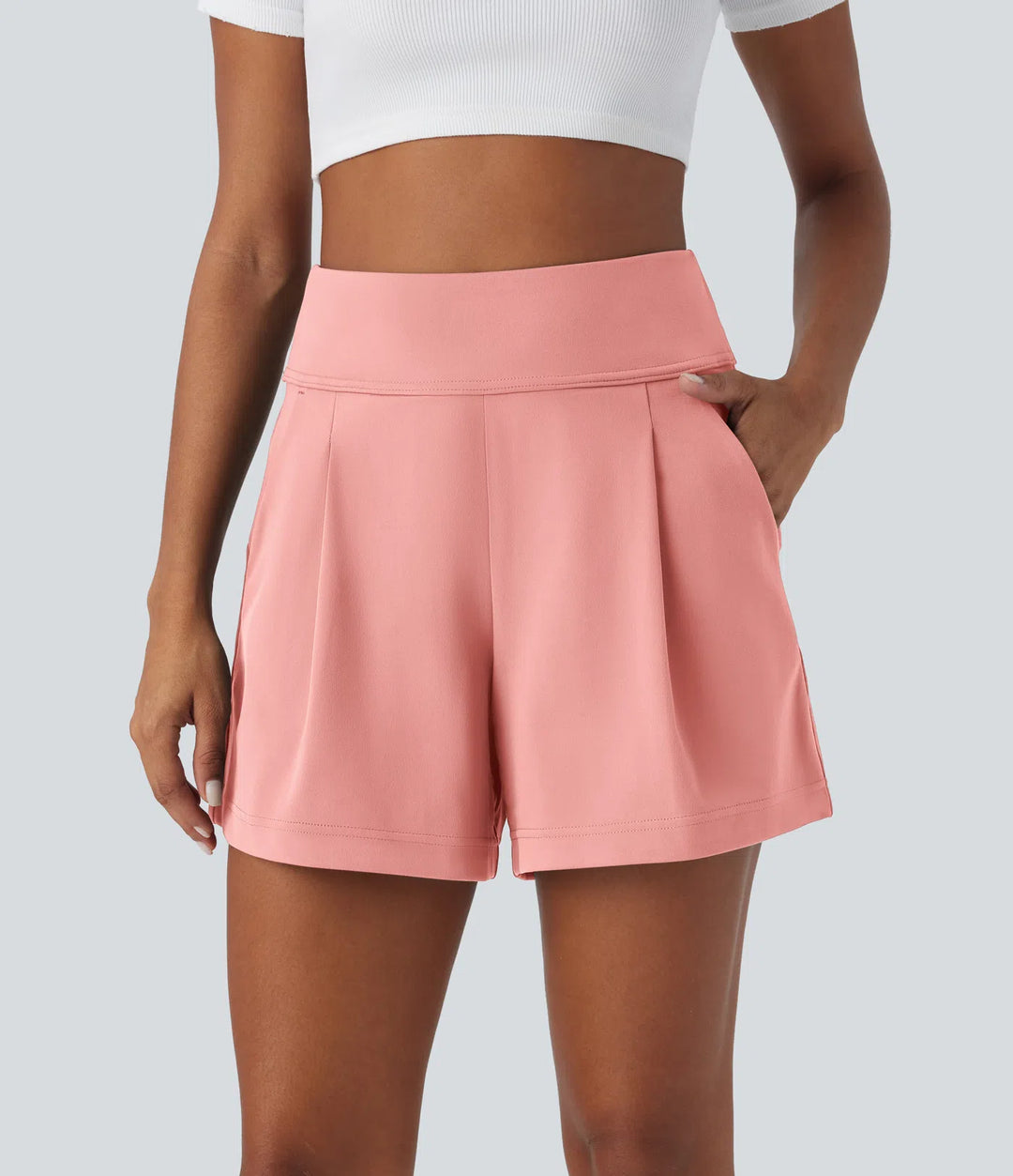 halara High Side Pocket Wide Leg Work Shorts