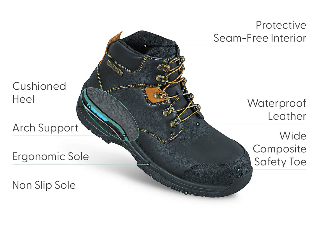 Orthofeet Mens' Granite Work Boots