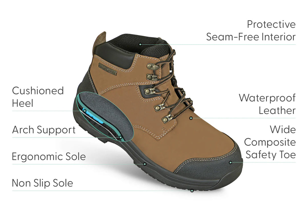 Orthofeet Mens' Granite Work Boots