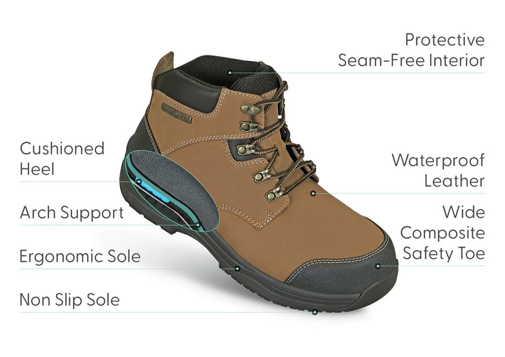 Orthofeet Mens' Granite Work Boots