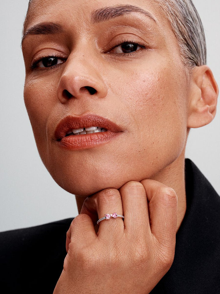 Pandora Women's Sparkling Pink Bow Ring Sterling