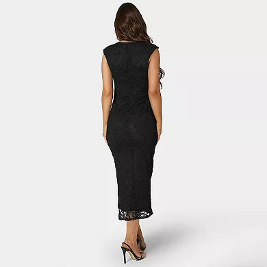 Bebe Women's Cap Sleeve Square Neck Bodycon Maxi Dress