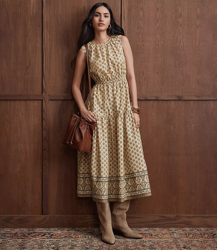 Women's Loft Garden Poplin Tiered Midi Dress