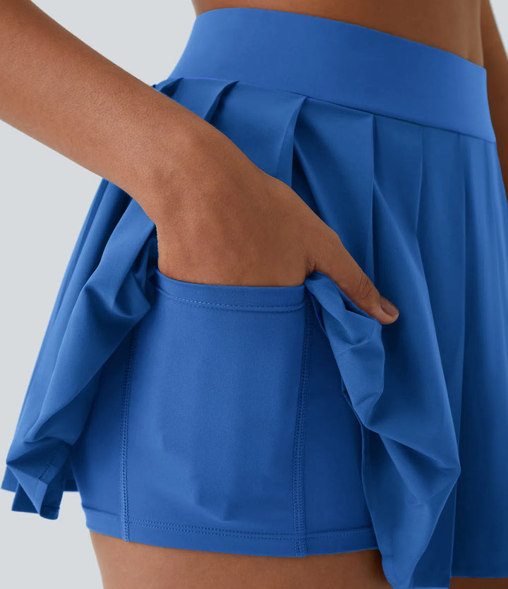 Halara Women's Breezeful™ High Waisted Pleated 2-in-1 Pocket Adjustable Buckle Micro Mini Quick Dry Casual Skirt