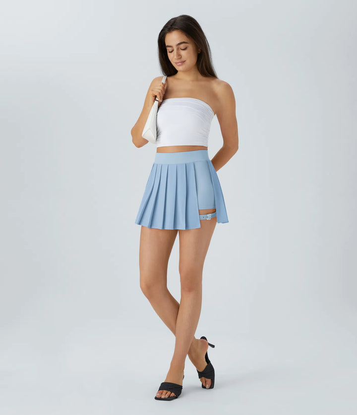 Halara Women's Breezeful™ High Waisted Pleated 2-in-1 Pocket Adjustable Buckle Micro Mini Quick Dry Casual Skirt