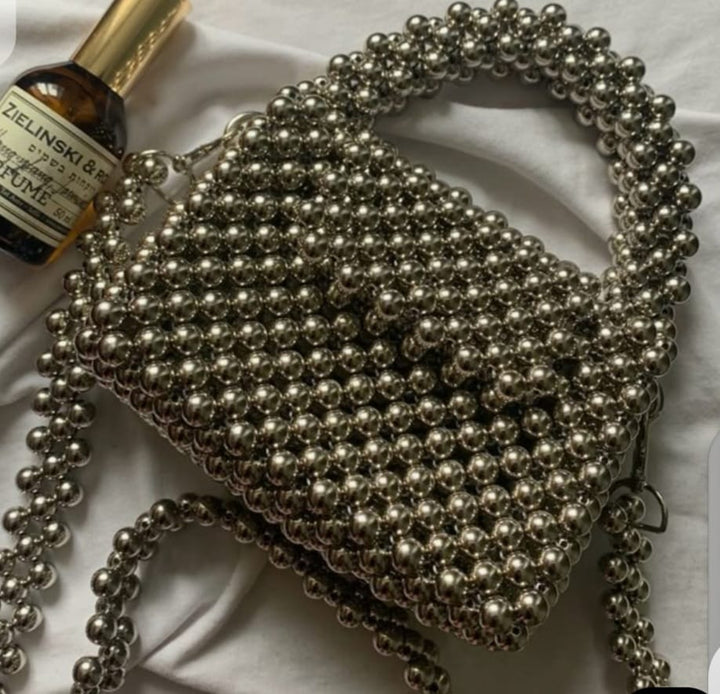 🌟 Stellaré – Silver Beaded Handbag by RUSEH