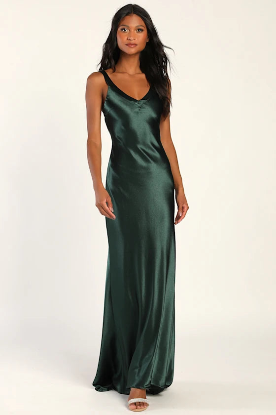 Lulus Satin Strappy Maxi Dress Womens