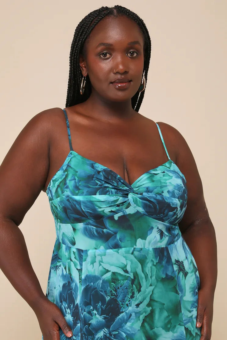 Lulus Women Beautiful Soul Fuchsia Floral Print Twist-Front Maxi Dress