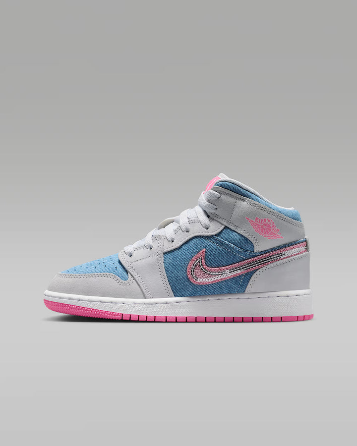 Nike Preschool Girls' Jordan 1 Mid SE Cobalt Bliss/Pink/White