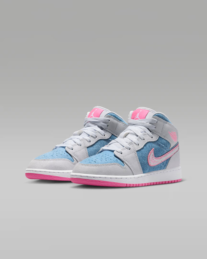Nike Preschool Girls' Jordan 1 Mid SE Cobalt Bliss/Pink/White