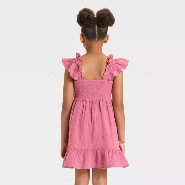 Cat & Jack Girls' Sleeveless Solid Woven Dress