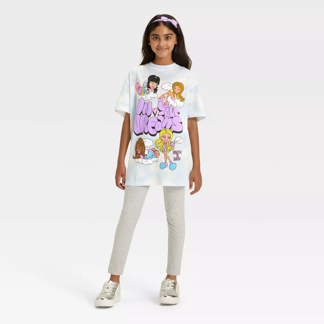 Girls' Bratz 'In Your Dreams' Oversized Short Sleeve Graphic T-Shirt