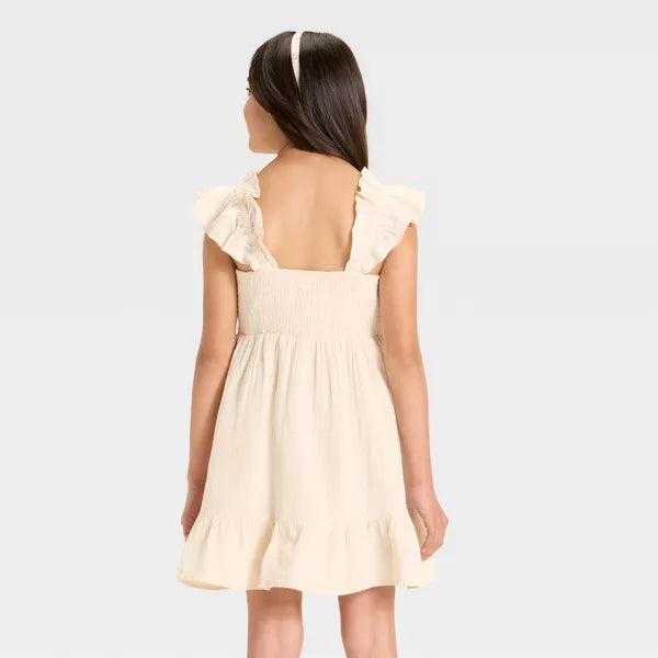 Cat & Jack Girls' Sleeveless Solid Woven Dress