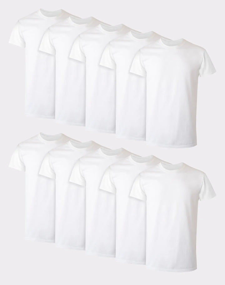 Hanes Men's Cotton Undershirt Super Value Pack, Moisture-Wicking, White, 10-pack