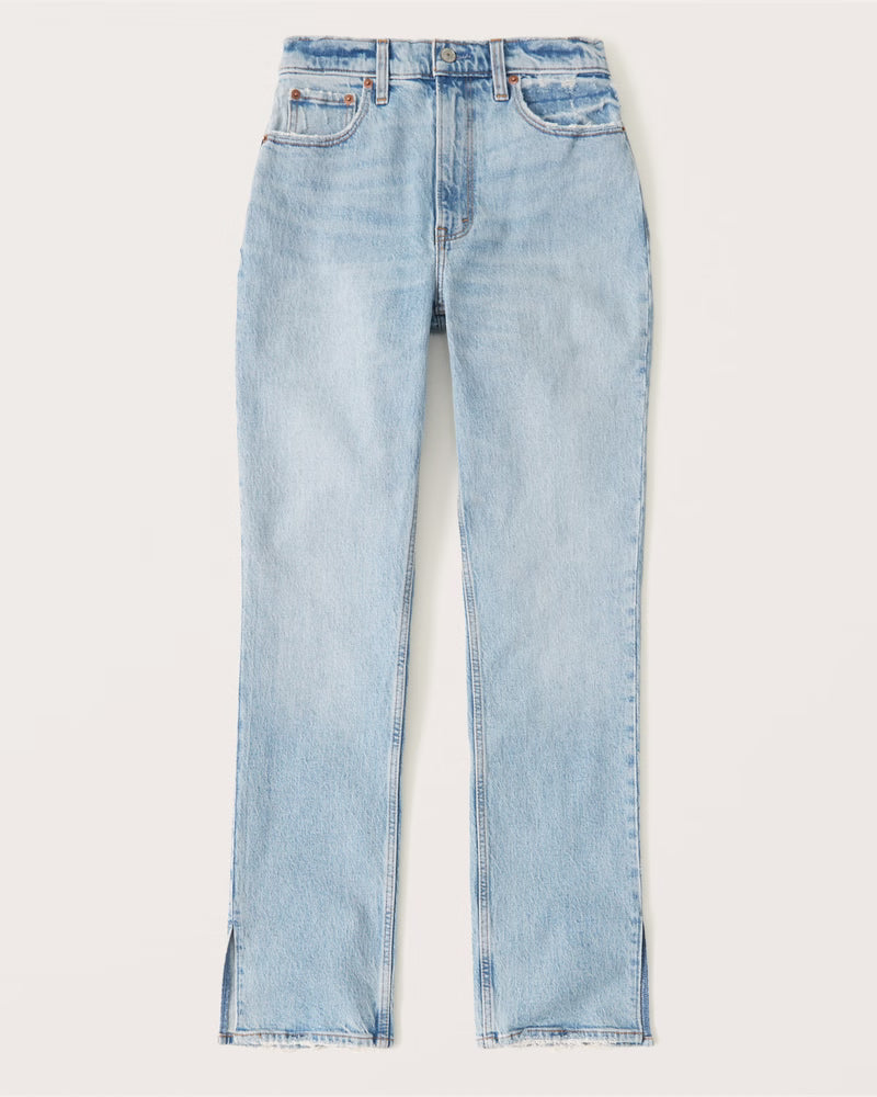 Abercrombie & Fitch Women’s Curve Love Ultra High-Rise 90s Straight Short Jeans