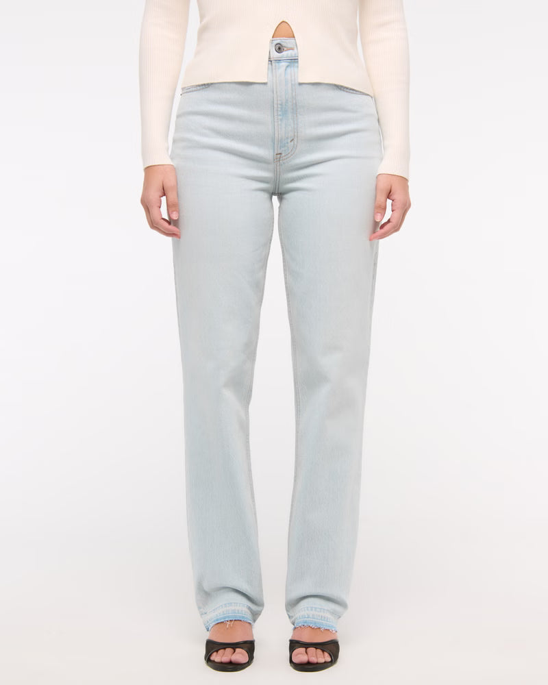 Abercrombie & Fitch Women’s Curve Love Ultra High-Rise 90s Straight Short Jeans