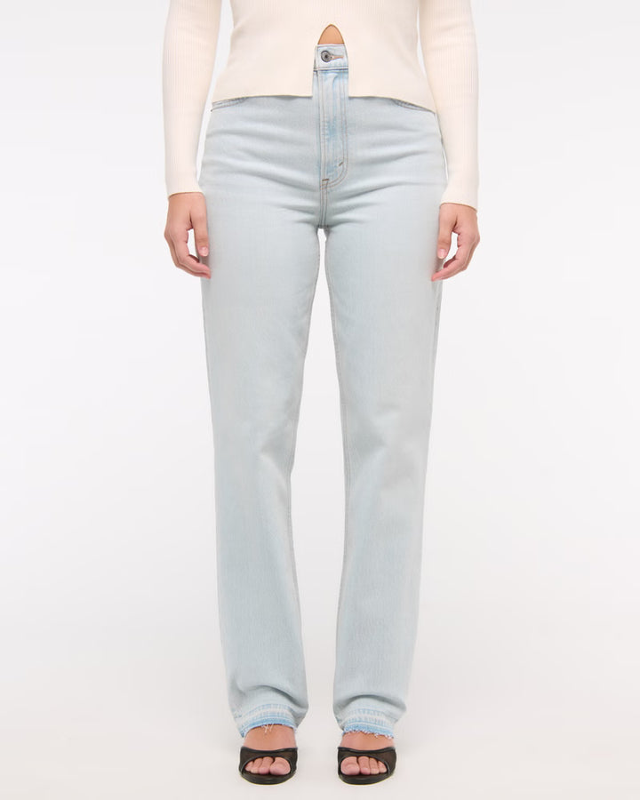 Abercrombie & Fitch Women’s Curve Love Ultra High-Rise 90s Straight Short Jeans