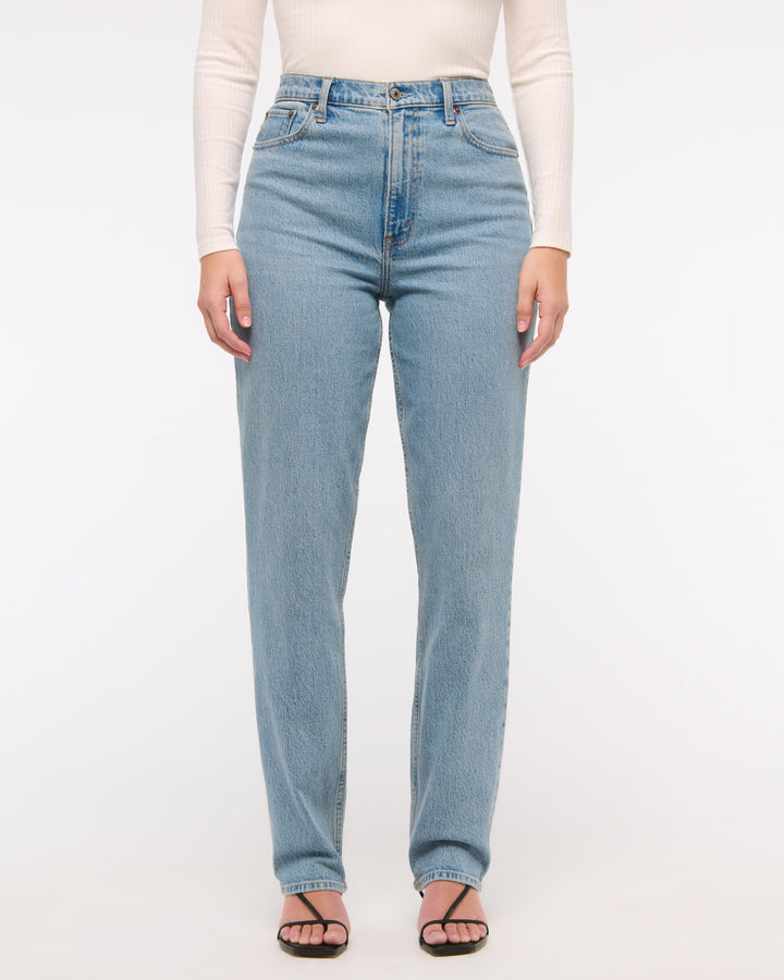 Abercrombie & Fitch Women’s Curve Love Ultra High-Rise 90s Straight Short Jeans