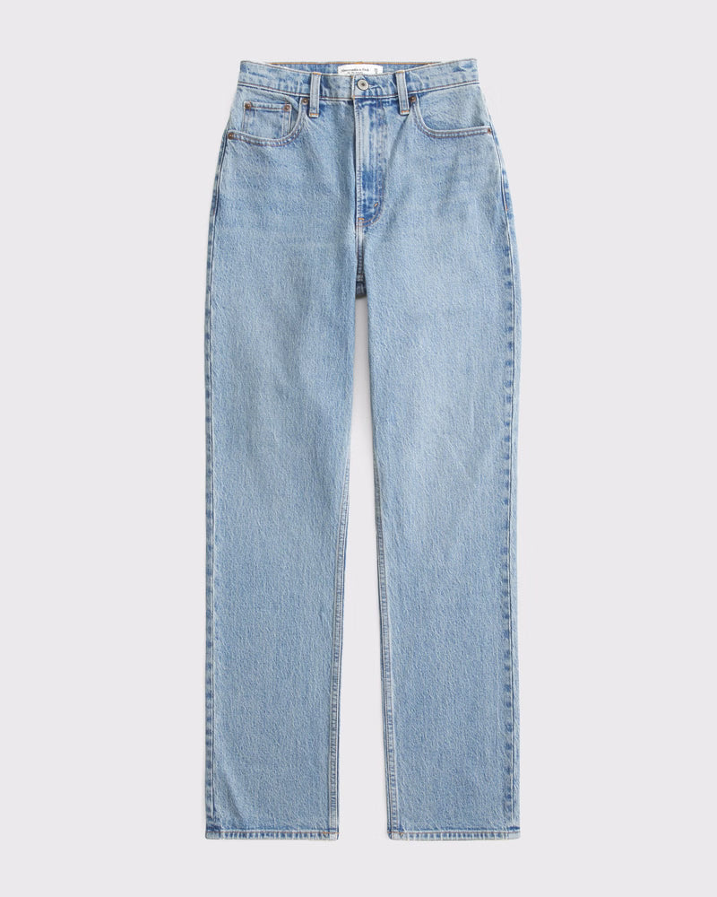 Abercrombie & Fitch Women’s Curve Love Ultra High-Rise 90s Straight Short Jeans