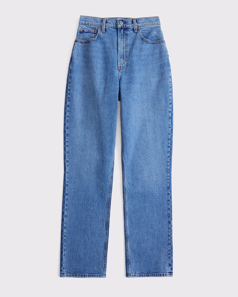 Abercrombie & Fitch Women’s Curve Love Ultra High-Rise 90s Straight Short Jeans